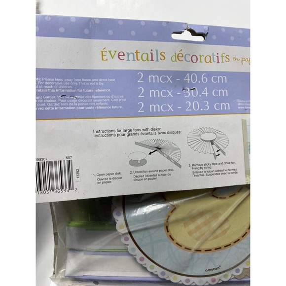 Baby Shower Party Decor Paper fan decorations 6pc set - Picture 3 of 7